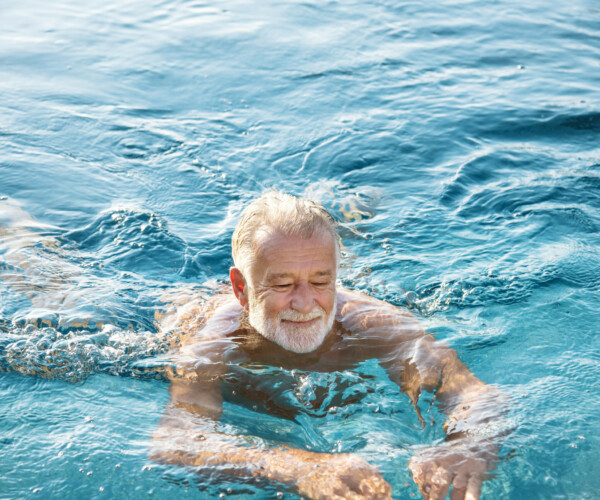 Mature man in a swimming pool